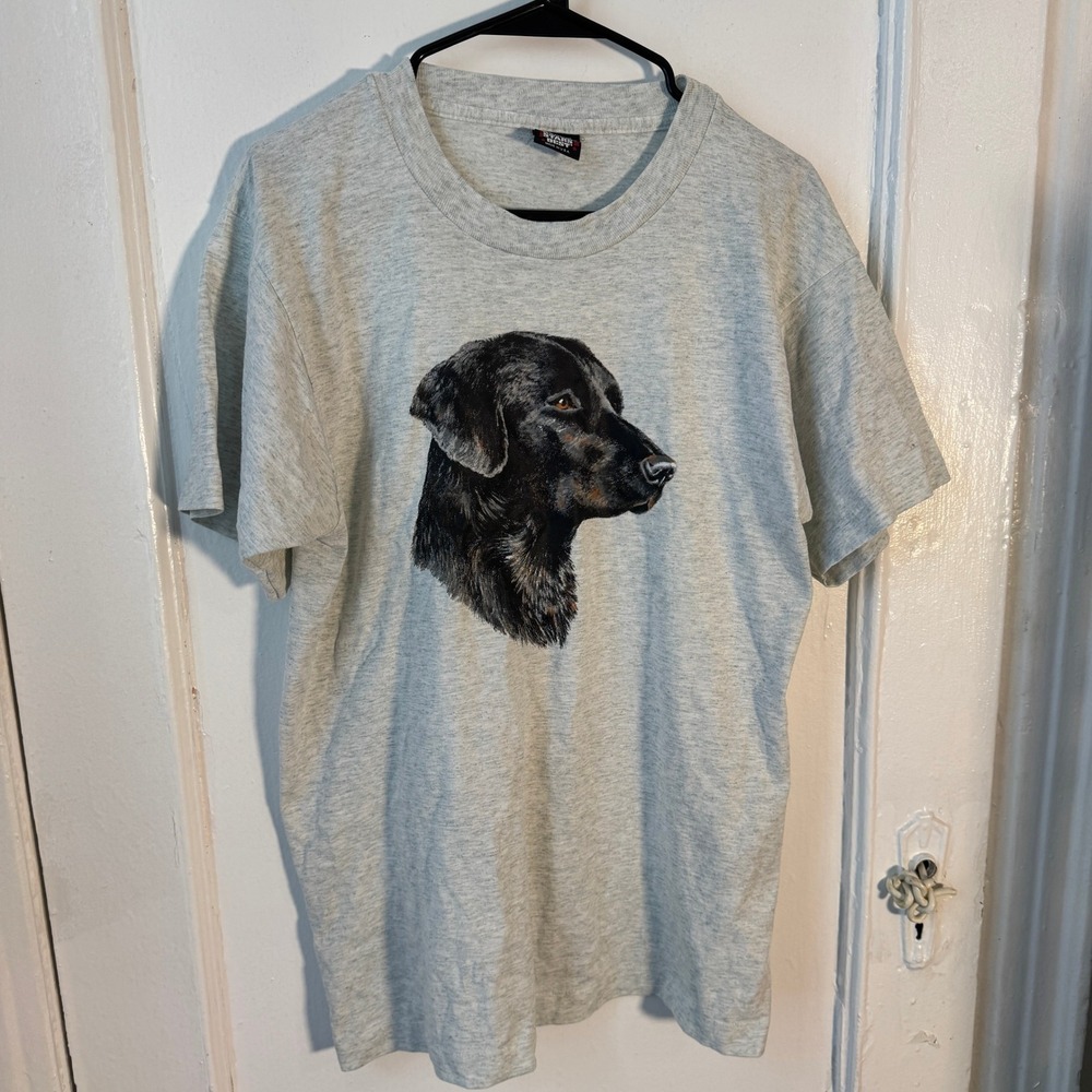 Vtg 90s Screen Stars Best Black Lab Dog Lover Gift Graphic T-Shirt L cotton pet